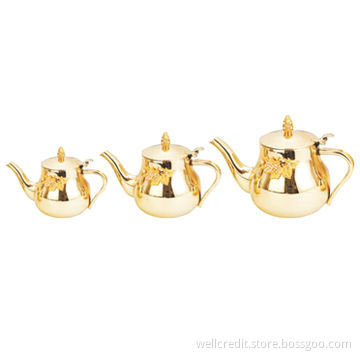 Golden stainless steel teapot for home, restaurant, hotel and shops